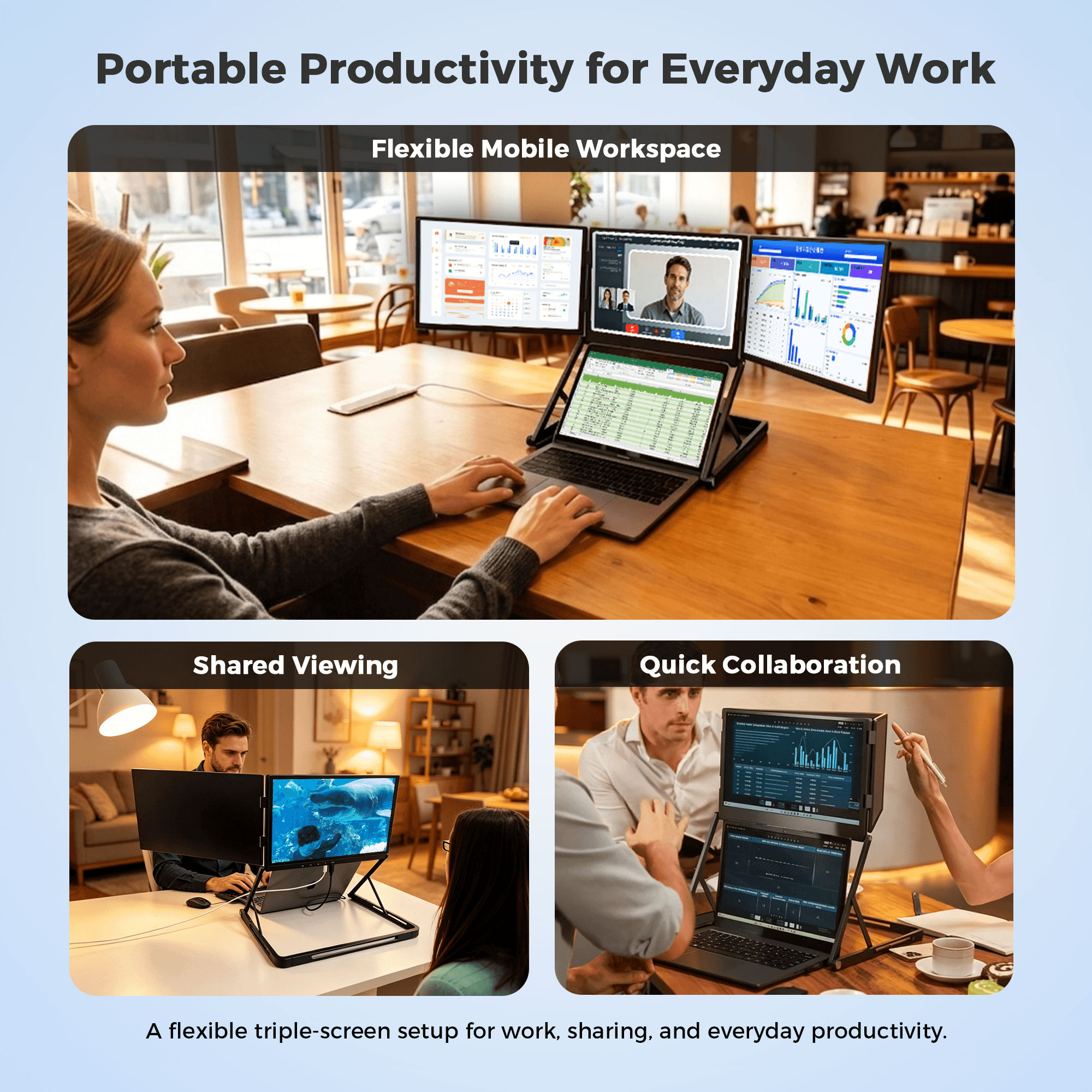 14" Triple Screen Laptop Extender - 4