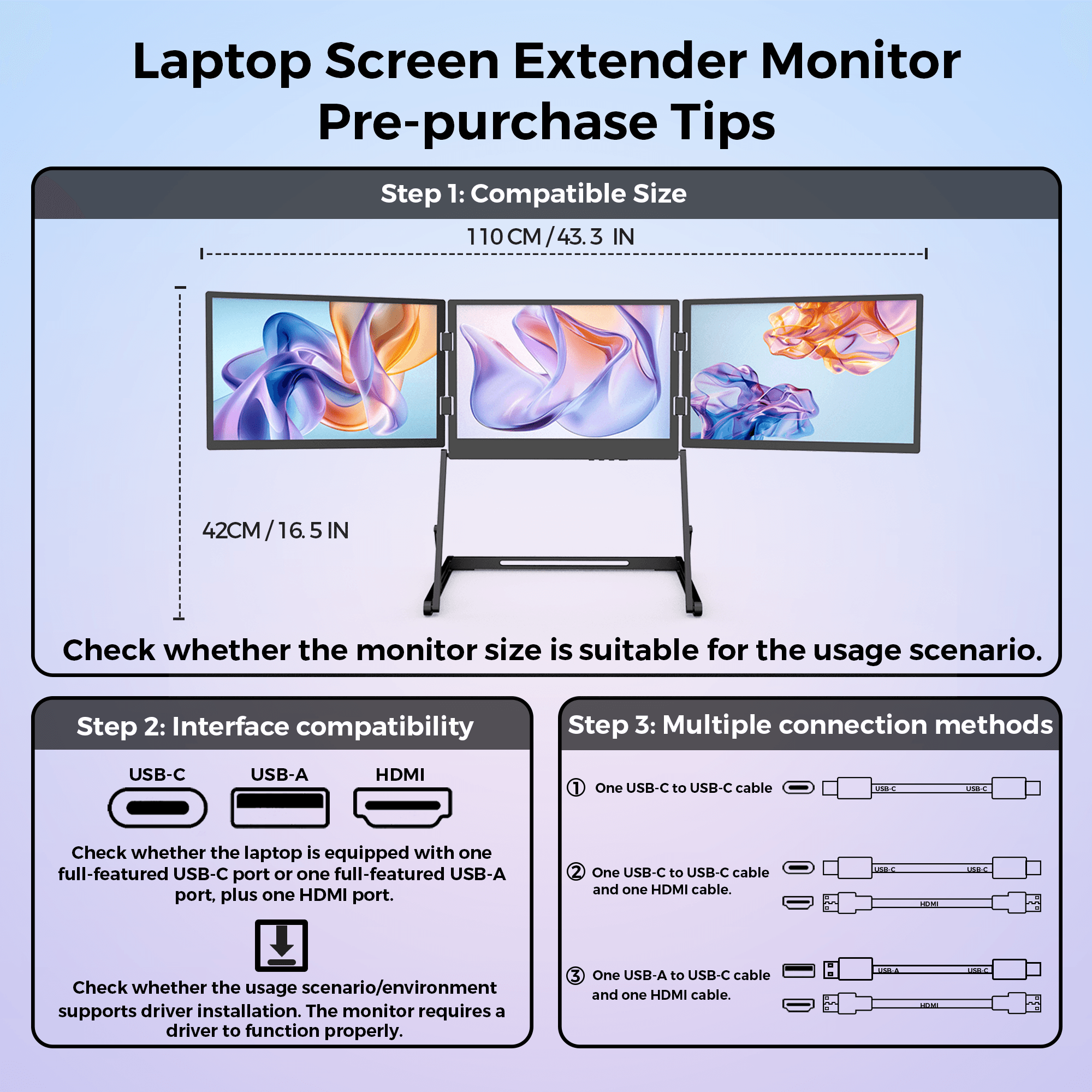 15.6" Triple Screen Laptop Extender - 6